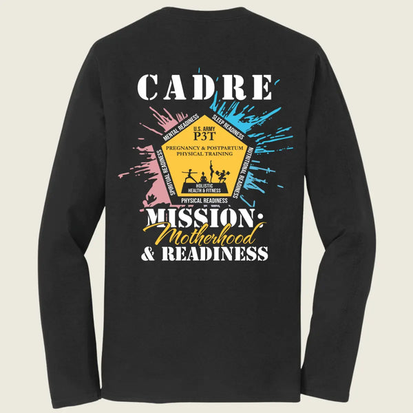 black long sleeve with logo printed on the back