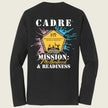 black long sleeve with logo printed on the back