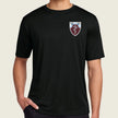black t shirt with medical command logo on pocket