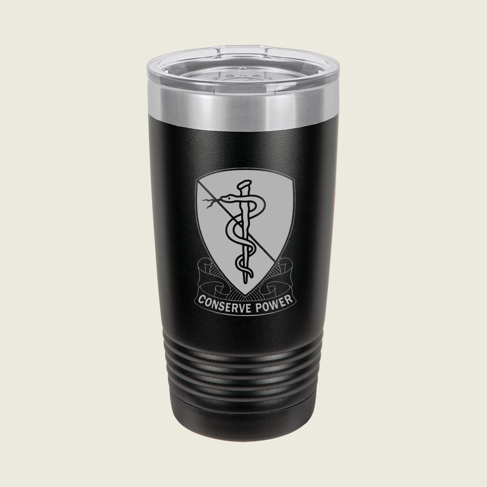 medical logo on black tumbler