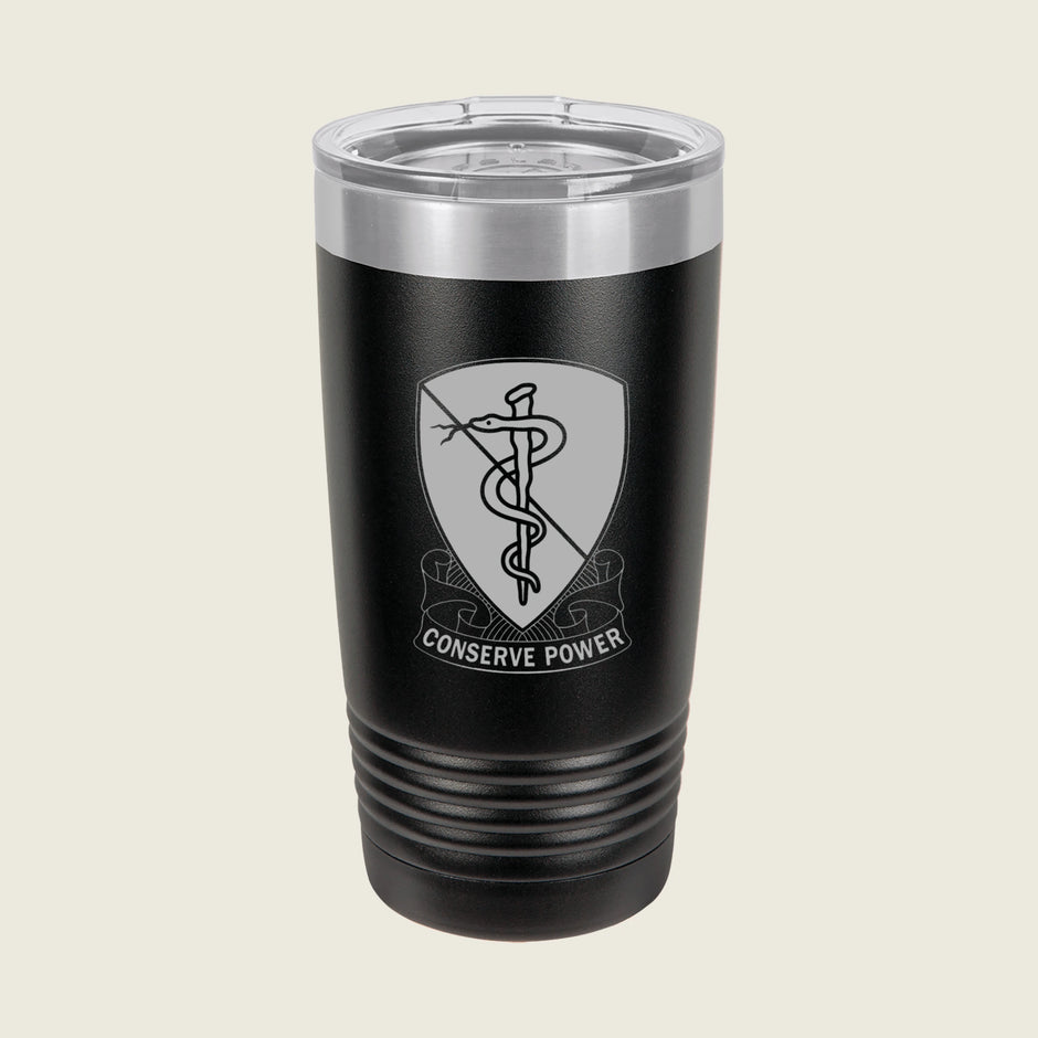 medical logo on black tumbler