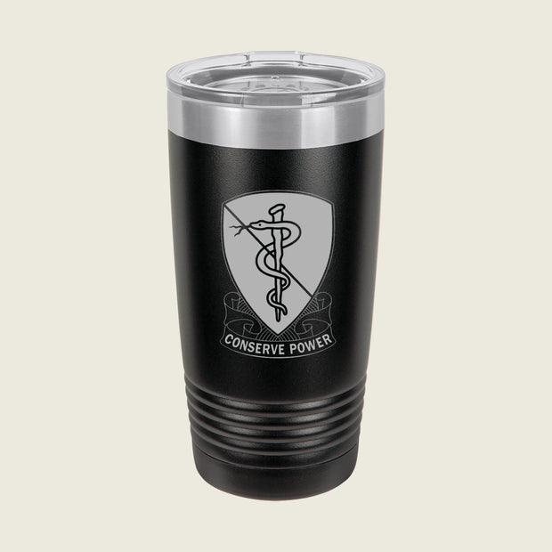 medical logo on black tumbler