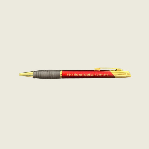 Pen with '68th Theater Medical Command' on a beige background