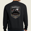 black crewneck with logo on back 
