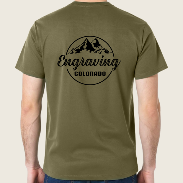 Engraving Colorado Military Green Cotton T-Shirt
