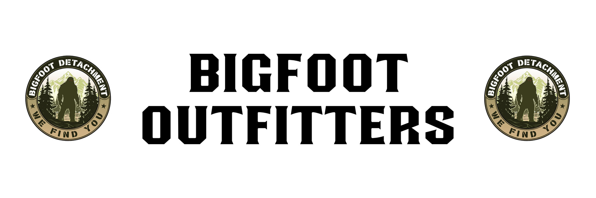 Bigfoot Outfitters logo with two circular emblems on a white background