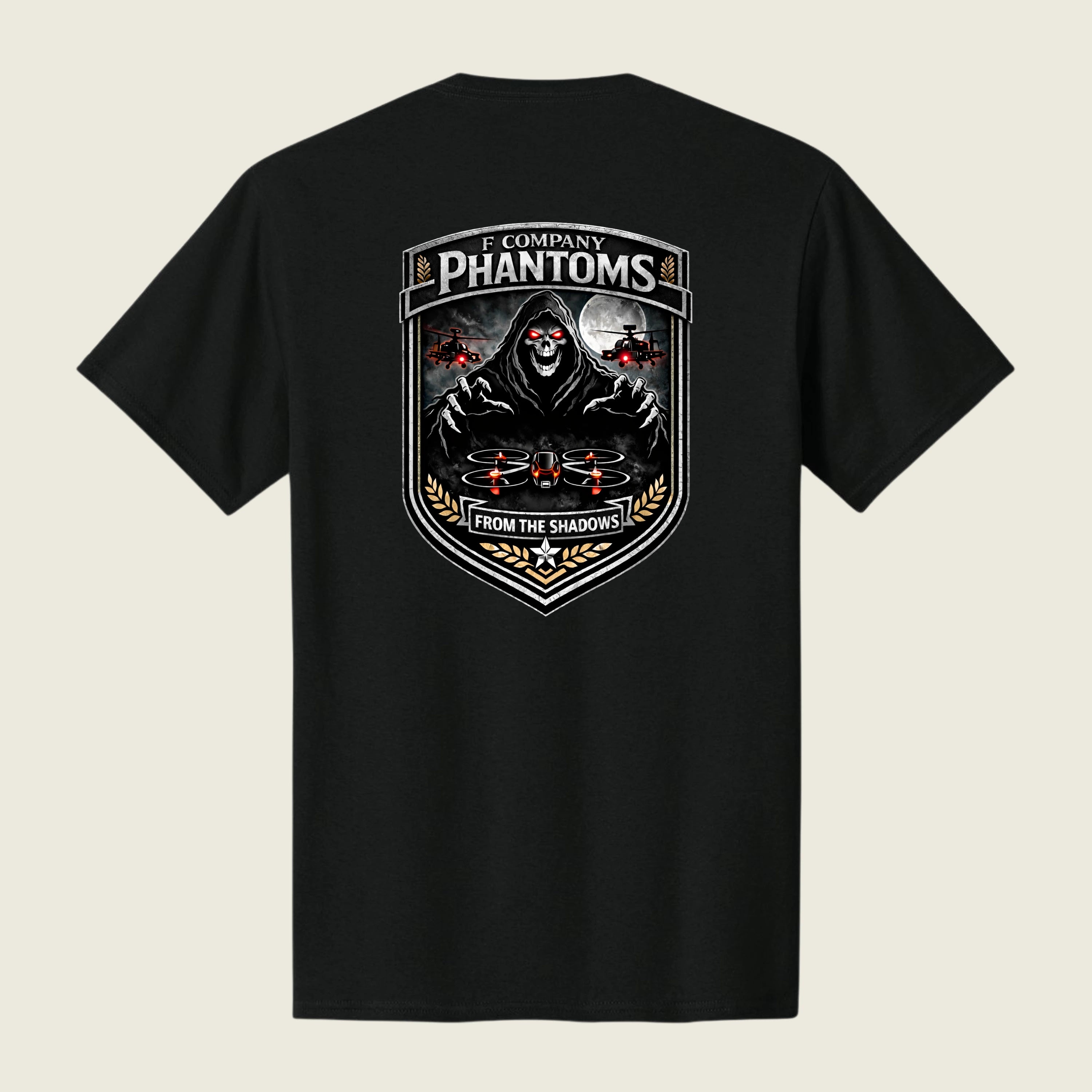 black shirt with back logo