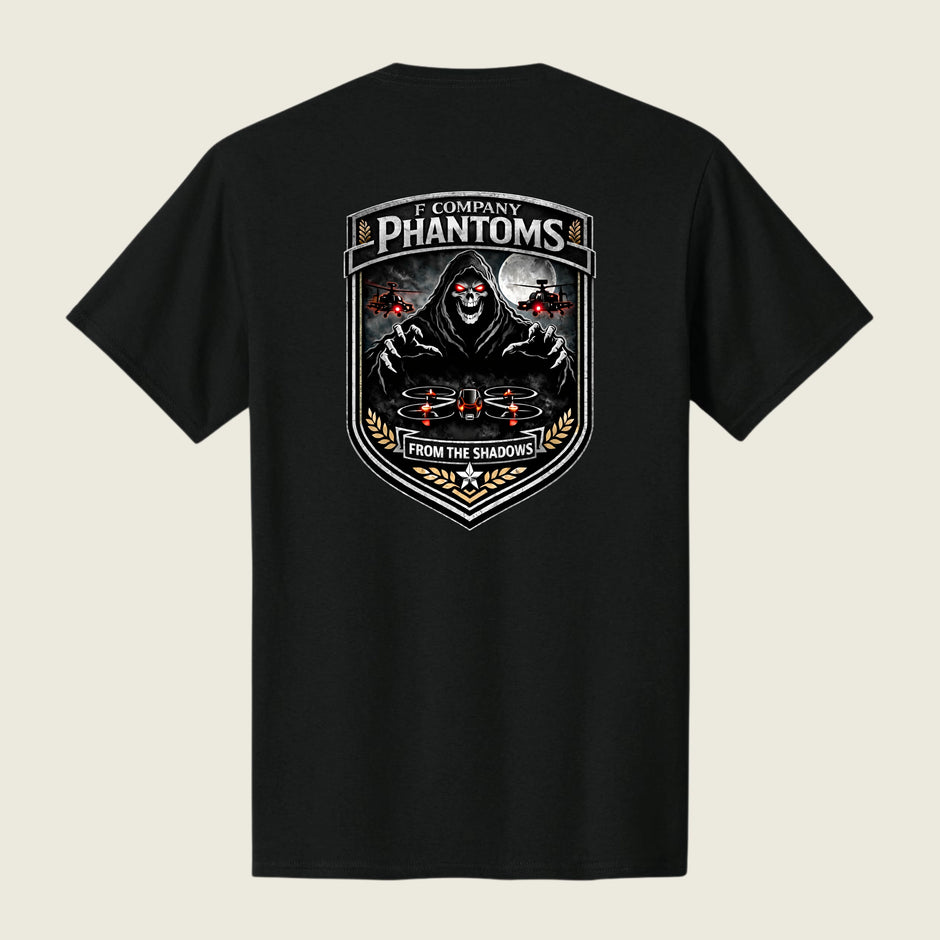 black shirt with back logo