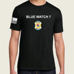 Black shirt with words 'Blue Watch 7' and an army emblem printed below