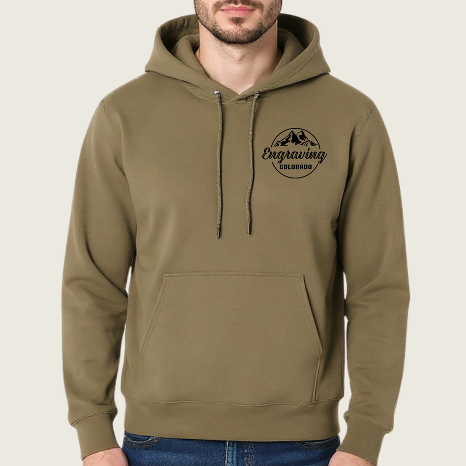 Engraving Colorado Coyote Brown Cotton Pullover Hoodie