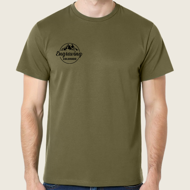 Engraving Colorado Military Green Cotton T-Shirt